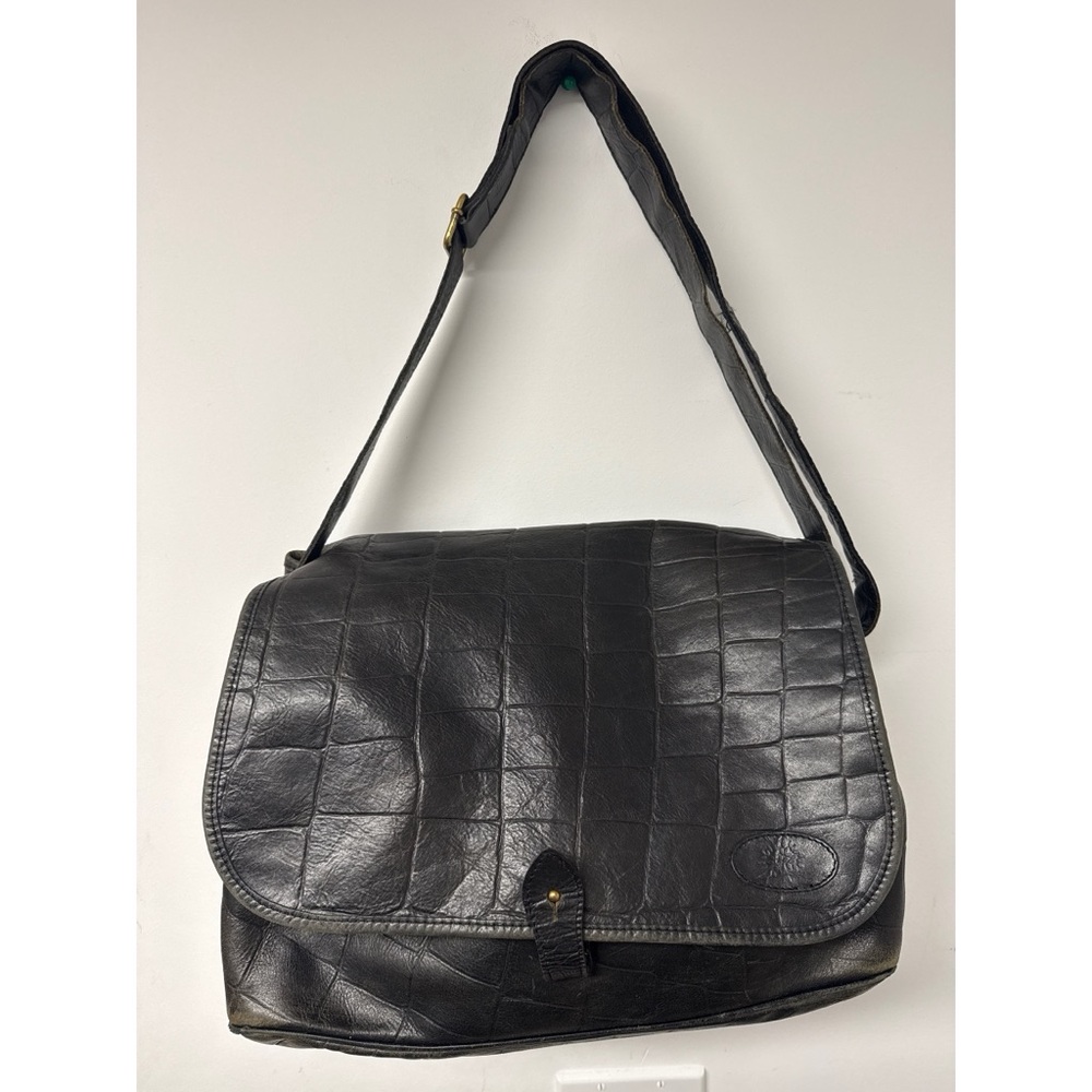 Mulberry Black Croc-Embossed Shoulder Bag